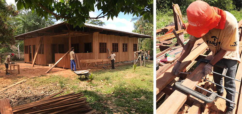 Bauarbeiten im Urwald - Bild vor Klinik und Holzarbeit