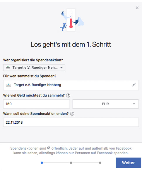 Facebook-Aktion starten Schritt 1