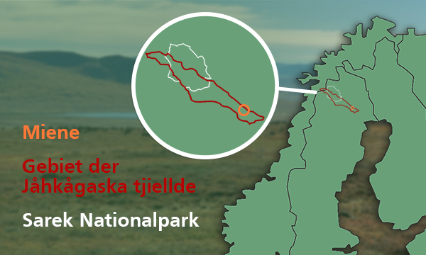 Karte vom Sami-Gebiet der Gemeinde Jåhkågaska tjiellde in Schweden