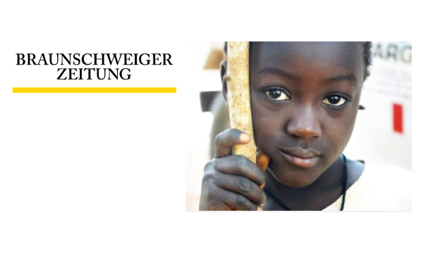 Logo der Braunschweiger Zeitung und Bild eines Afrikanischen Mädchens